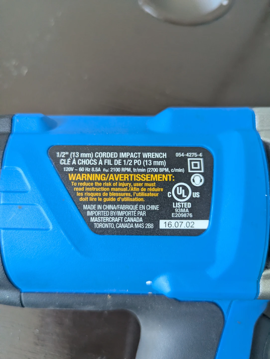 Mastercraft 1/2-inch Corded Impact Wrench - photo 3