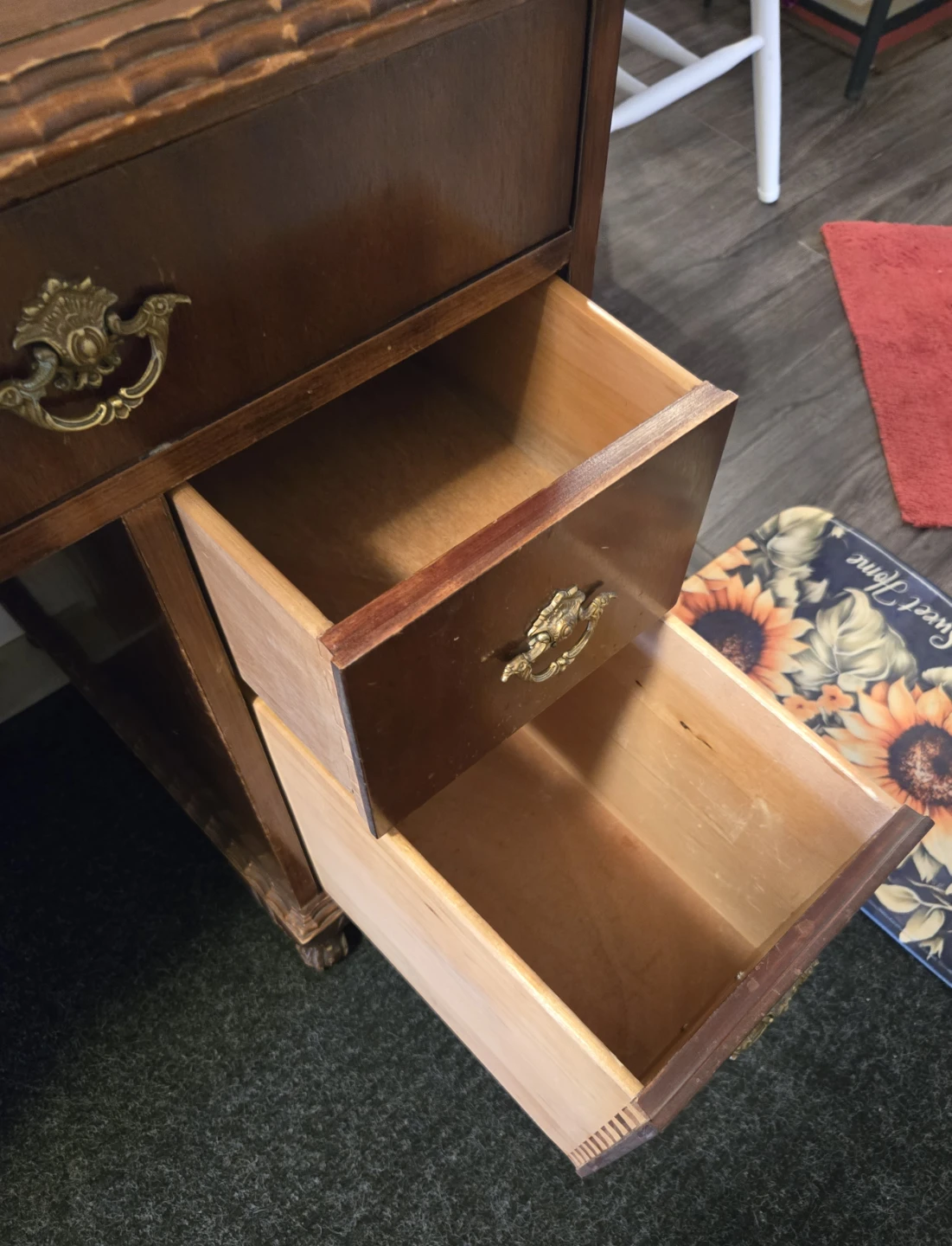 Vintage Wooden Desk with Drawers - photo 3