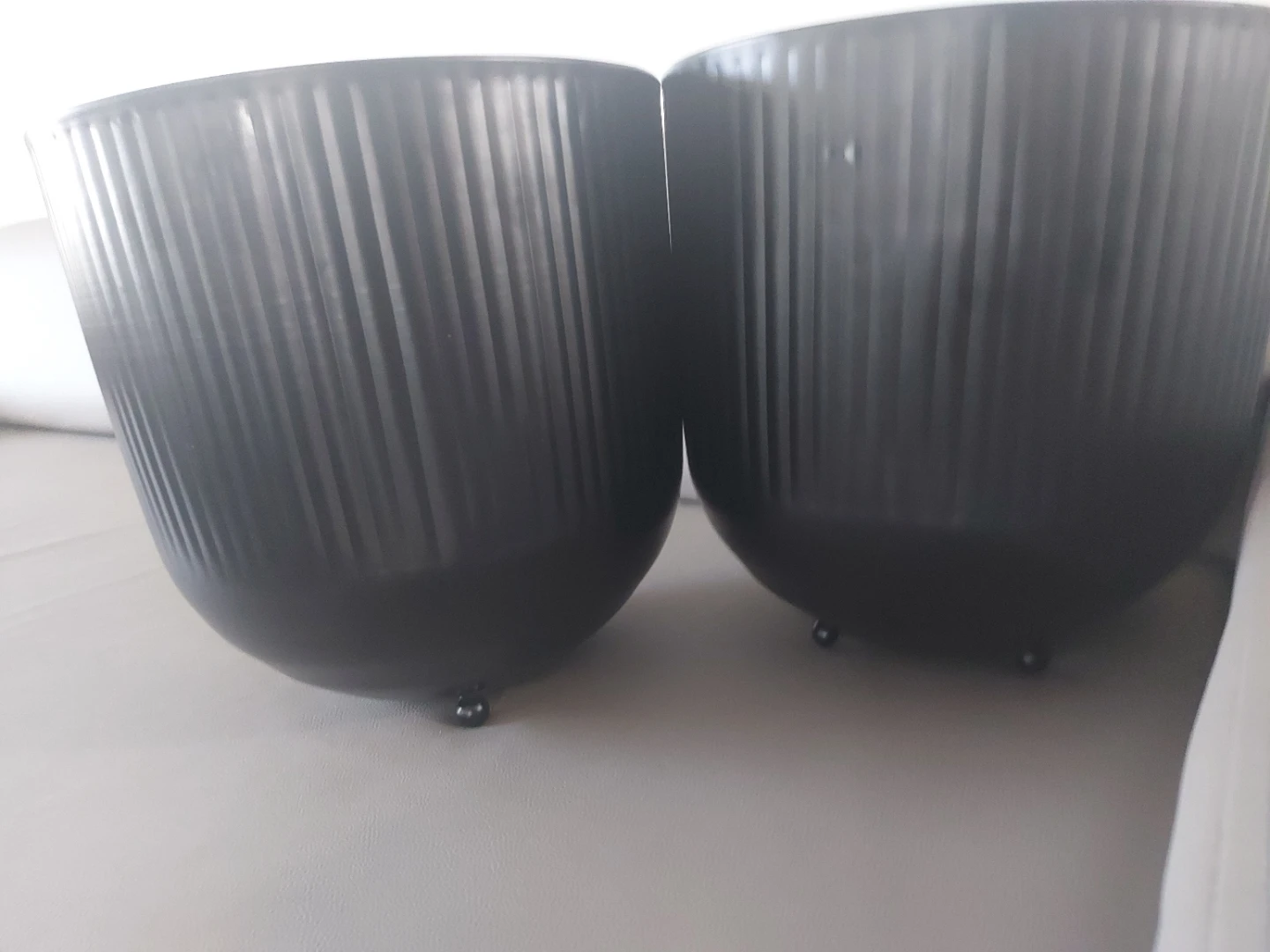 Set of 2 Black Fluted Planters