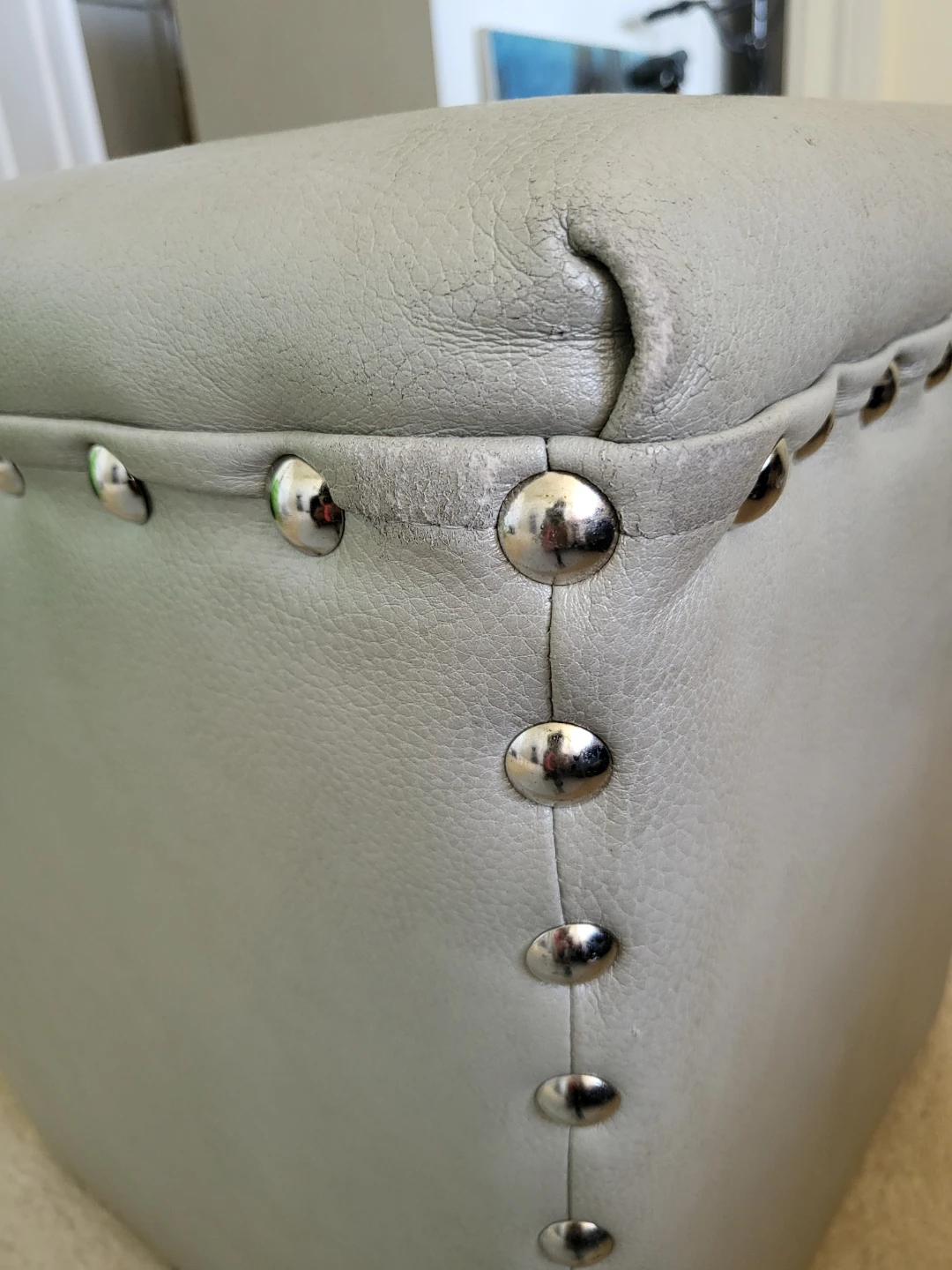 Grey Faux Leather Ottoman/Footstool - photo 3