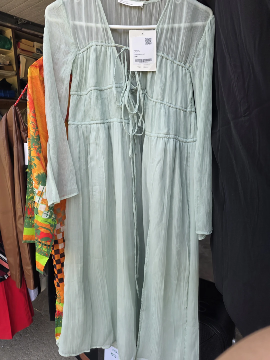 Mint Green Sheer Maxi Dress XXS
