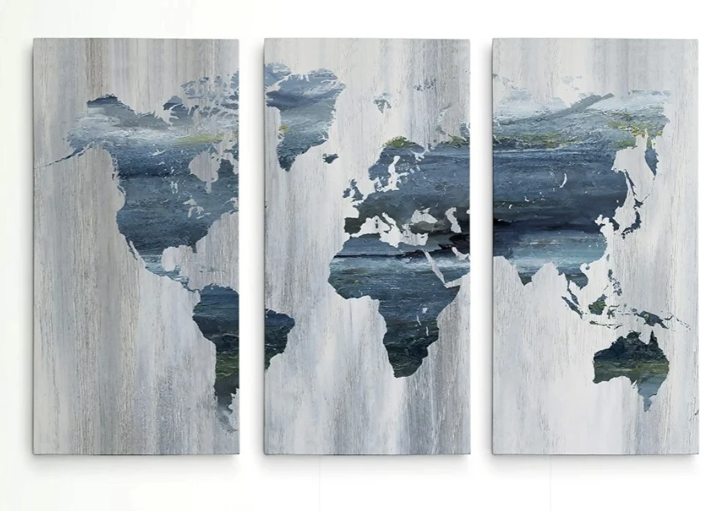 World Map Canvas Art - 3 Piece Set - photo 2