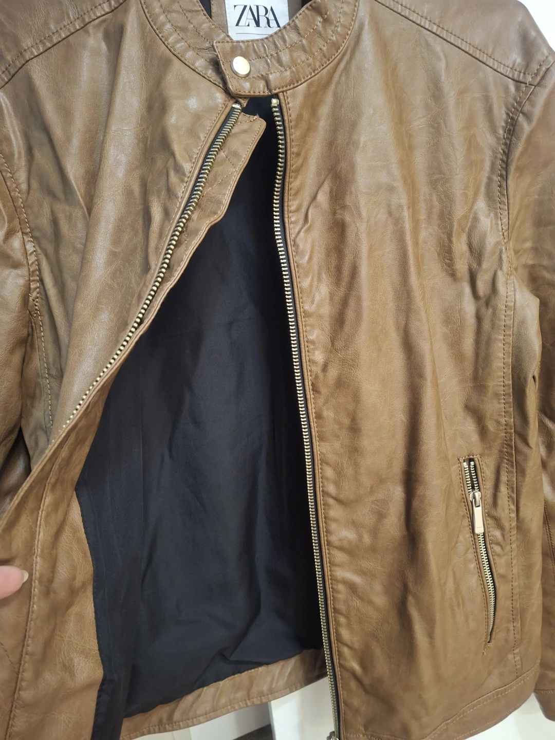 ZARA Brown Faux Leather Jacket - photo 2
