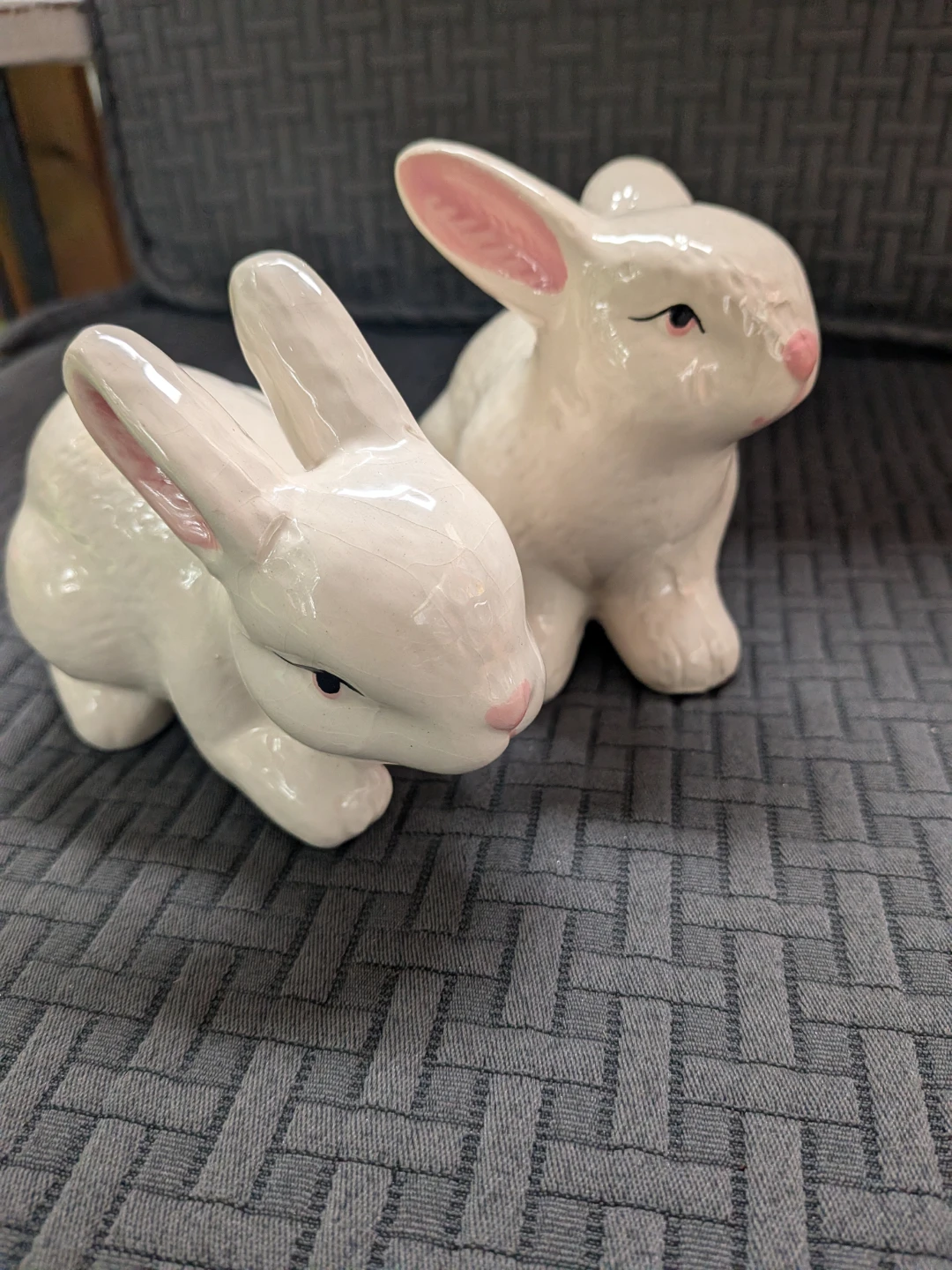 White Ceramic Bunny Figurines Set of 2 - photo 3