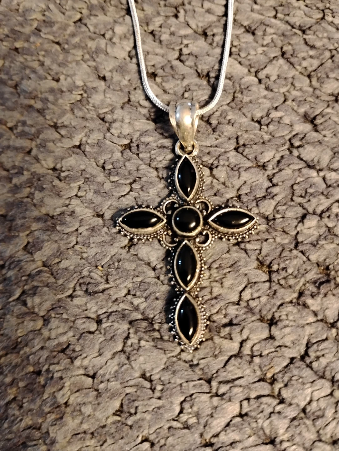 Sterling Silver Onyx Cross