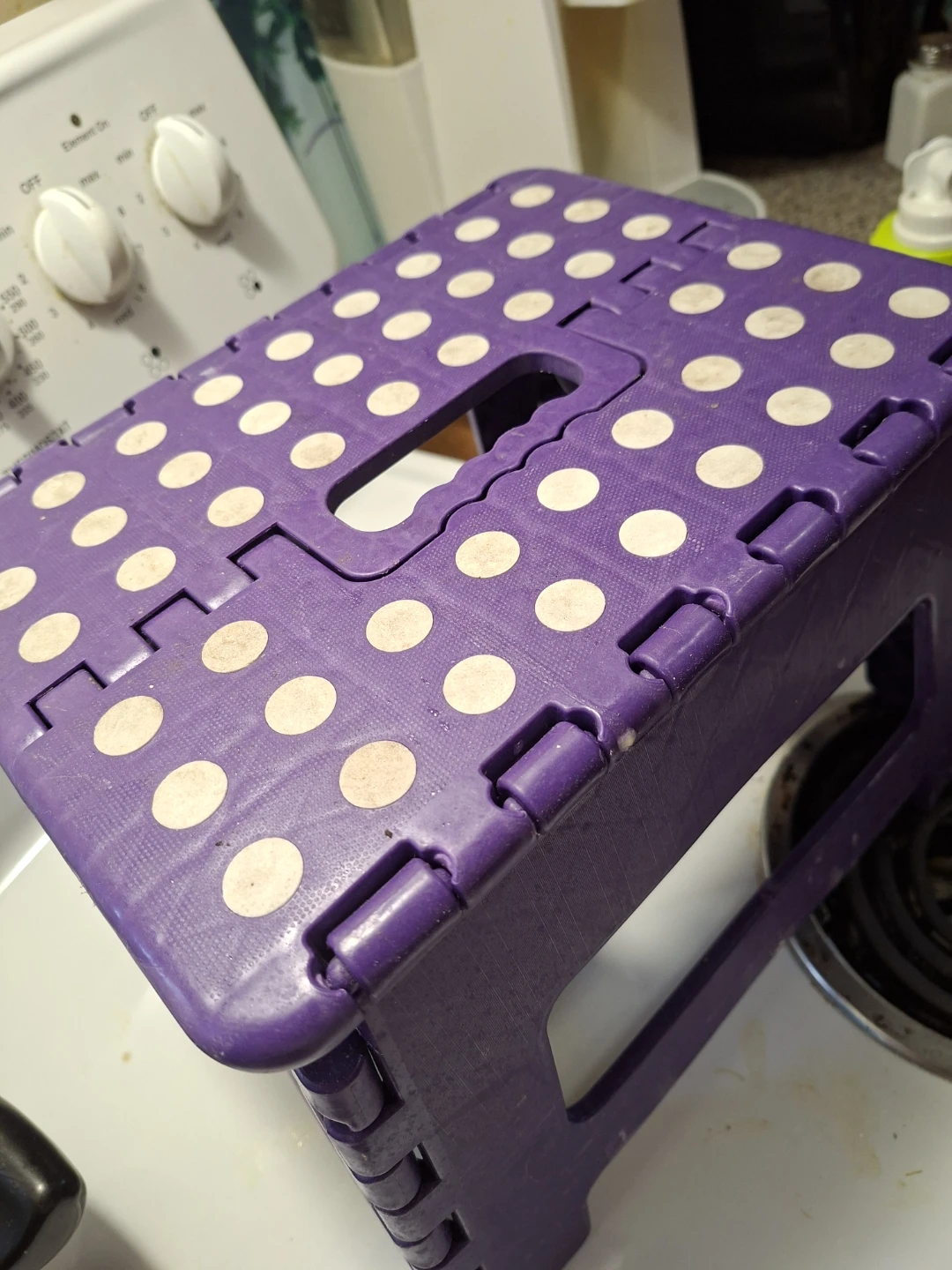 Purple Folding Step Stool with White Polka Dots - photo 2