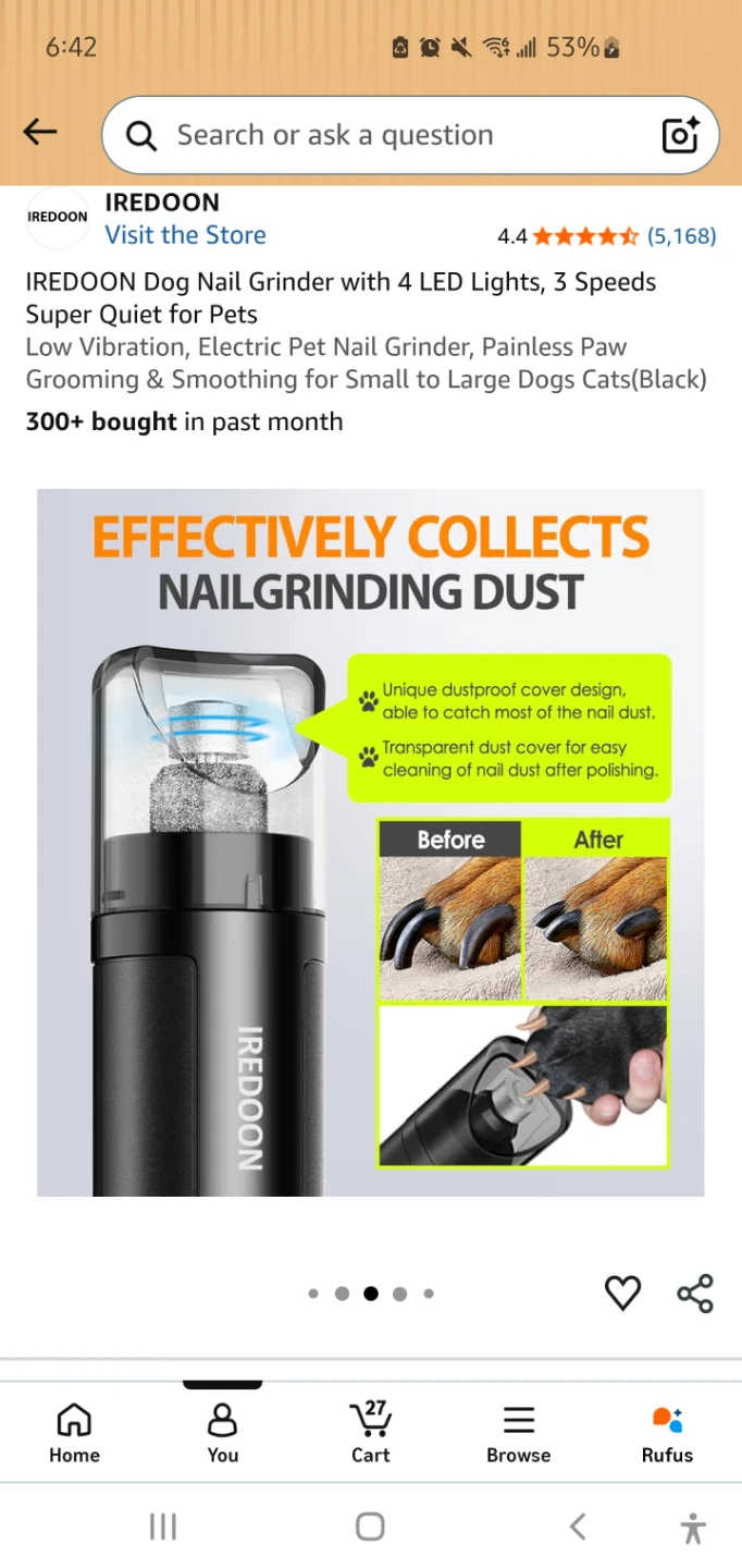 IREDON Dog Nail Grinder with 4 LED Lights & 3 Speeds - photo 3