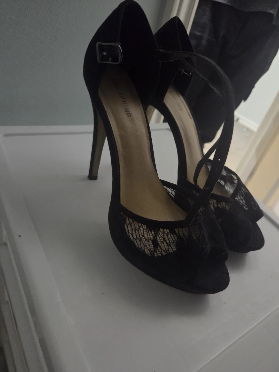 Call It Spring - Black Lace Up Heels