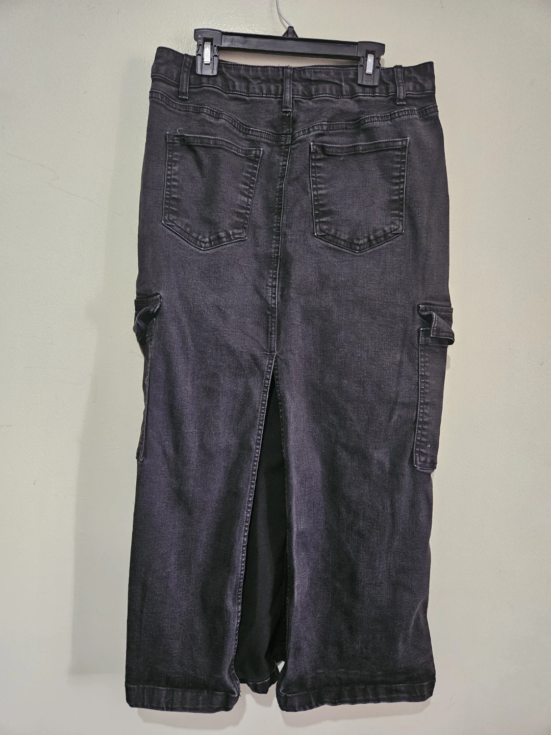 Black Denim Cargo Maxi Skirt - photo 2