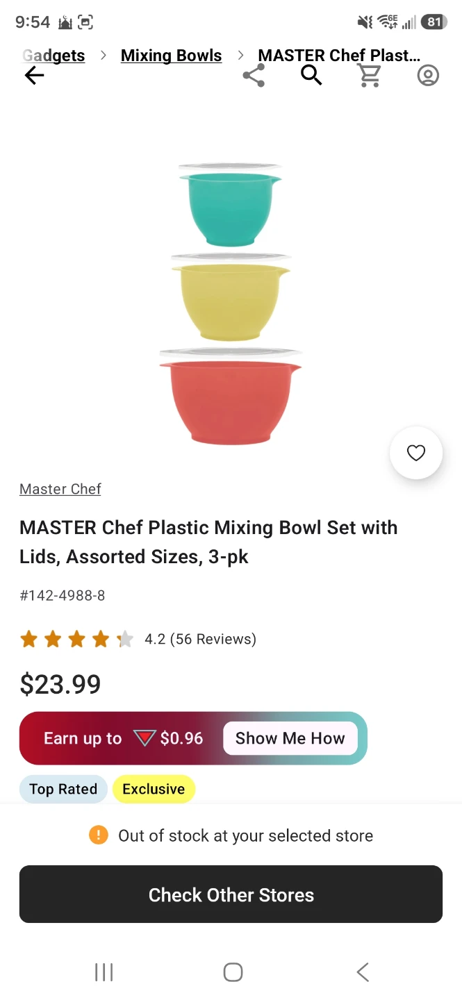 Master Chef Plastic Mixing Bowl Set with Lids, 3-pk