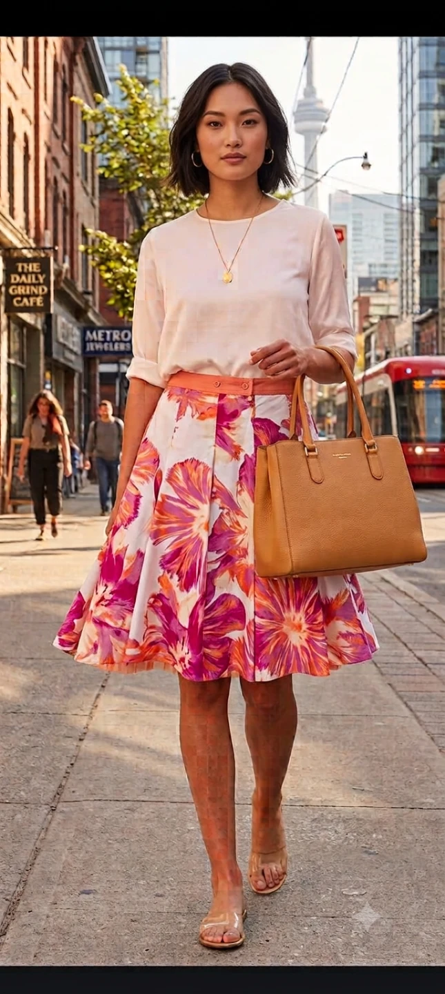Stunning French Floral A-line Skirt - US6