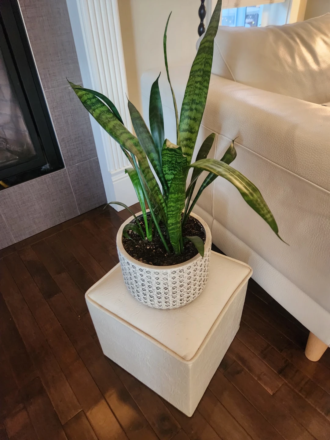 MID CENTURY cream colored cube Footrest