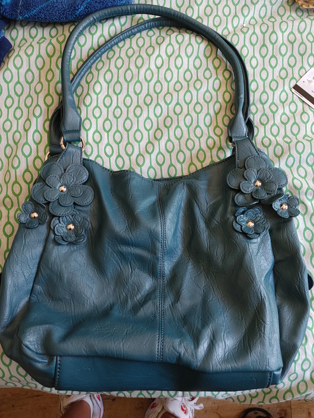 Teal Fiorelli Shoulder Bag with Floral Embellishments