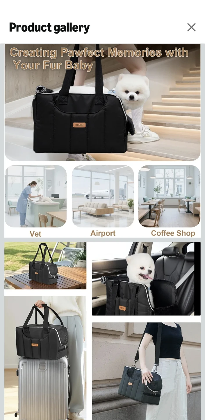 Black Pet Carrier Bag with Shoulder Strap