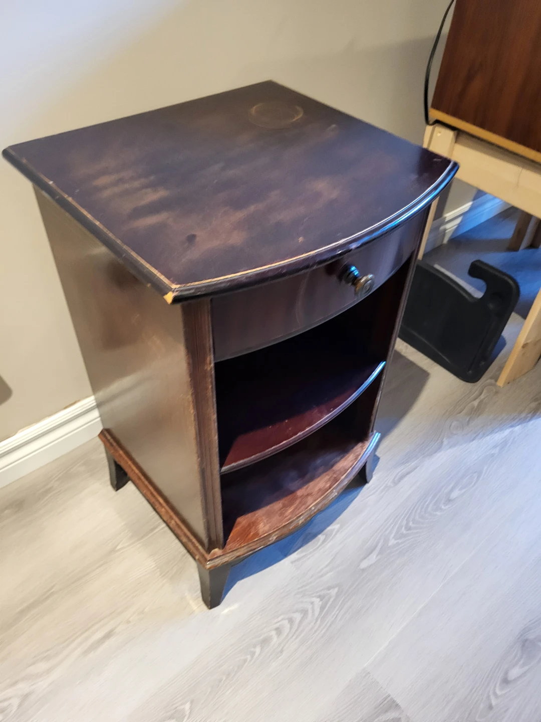 Vintage Wooden Side Table with Drawer - photo 2