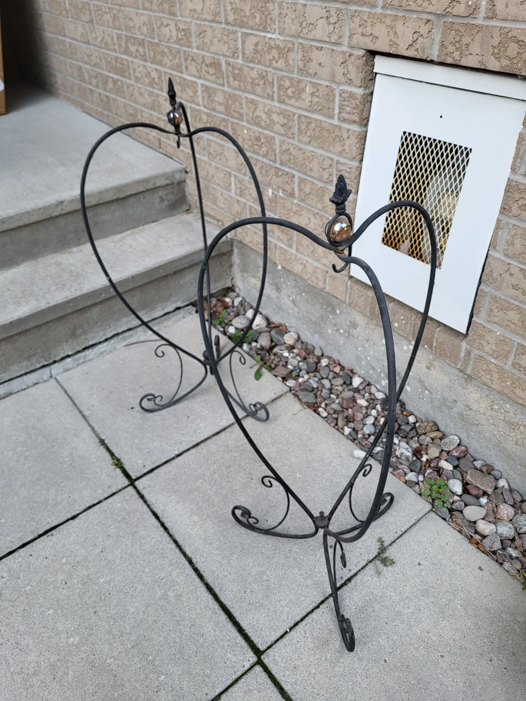 Two Metal Heart Plant Stand