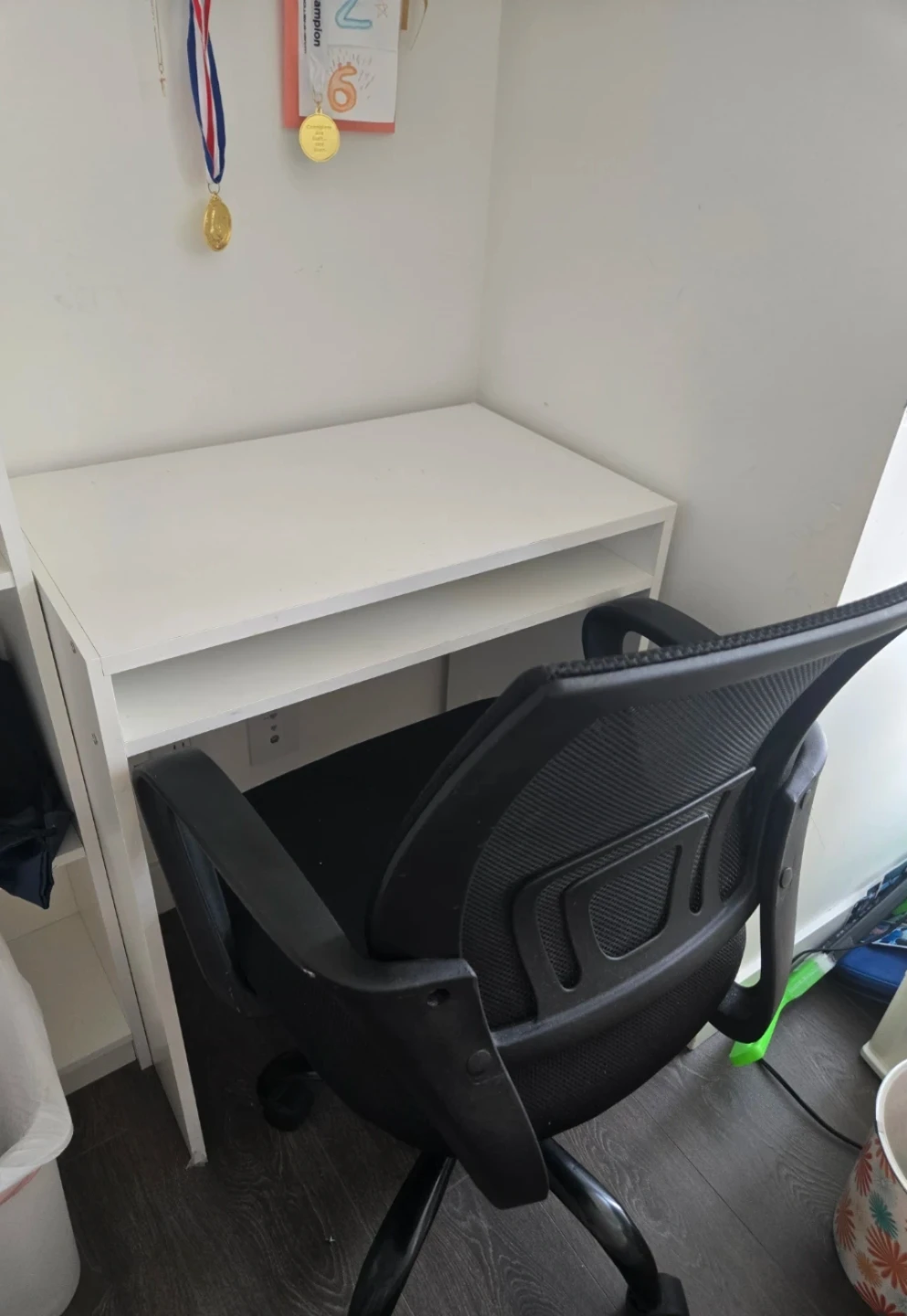 Black Mesh Office Chair and Desk