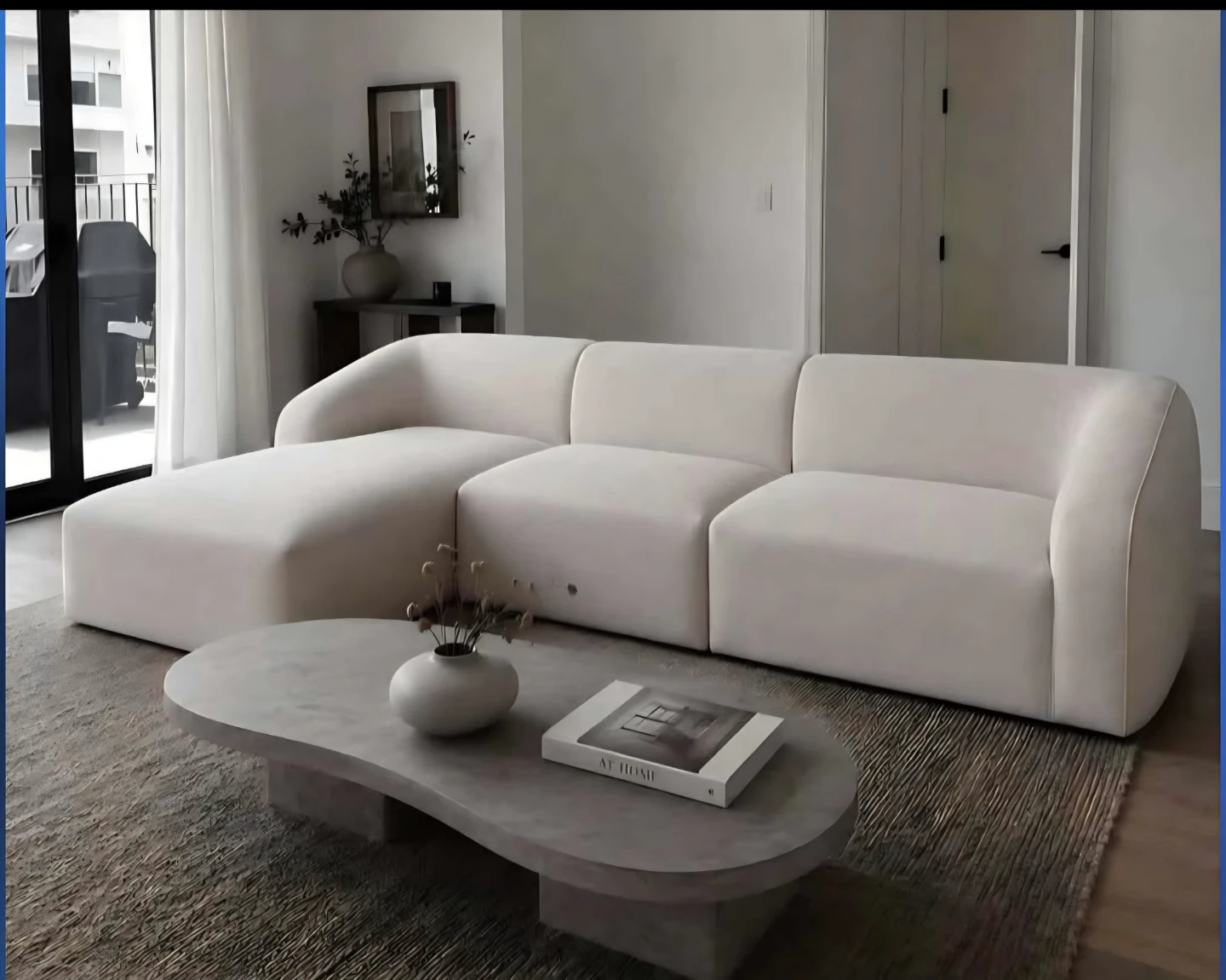 Cream Sectional Sofa with Chaise - photo 4