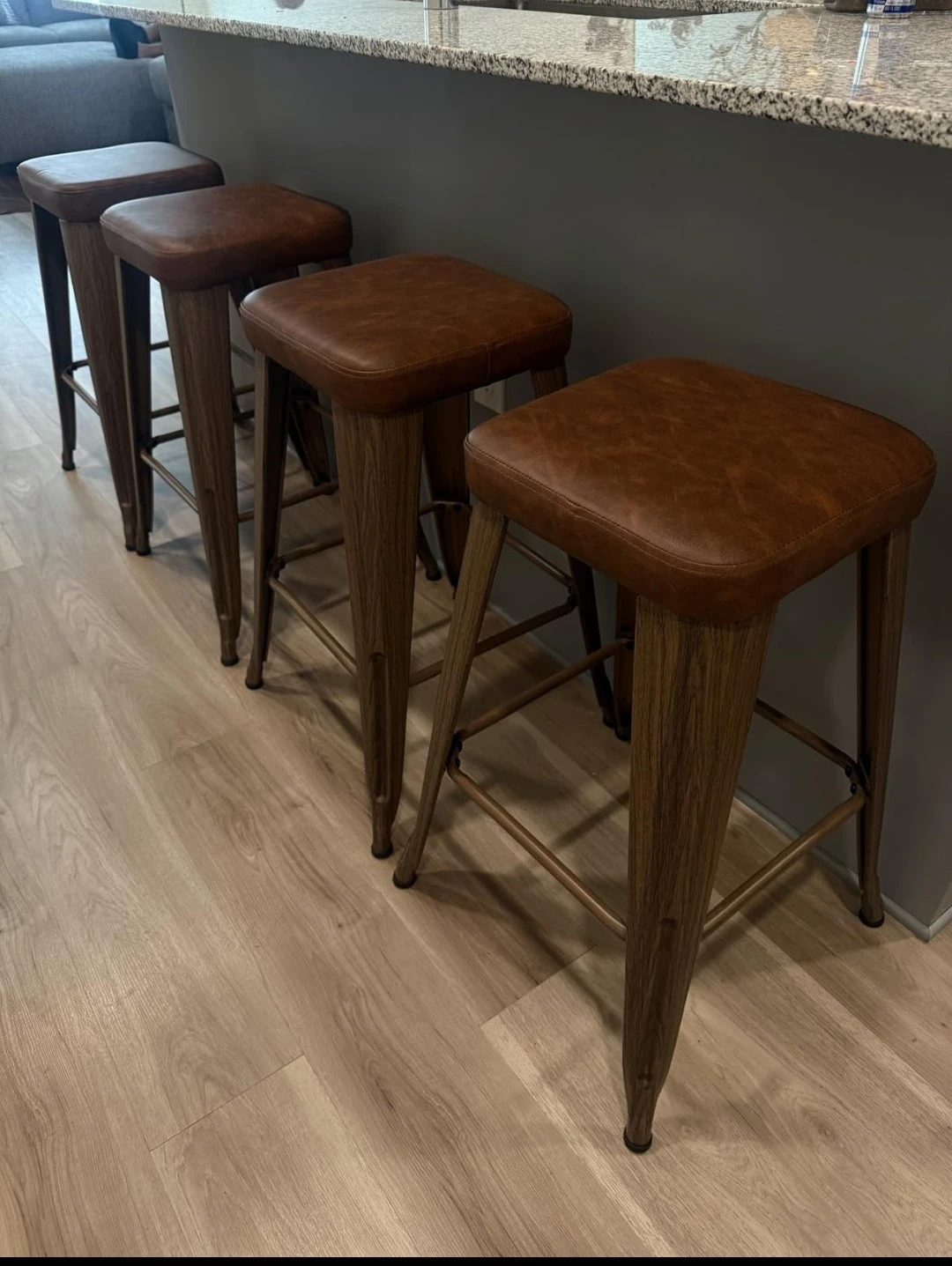 Set of 2 Brown Faux Leather Bar Stools - photo 5