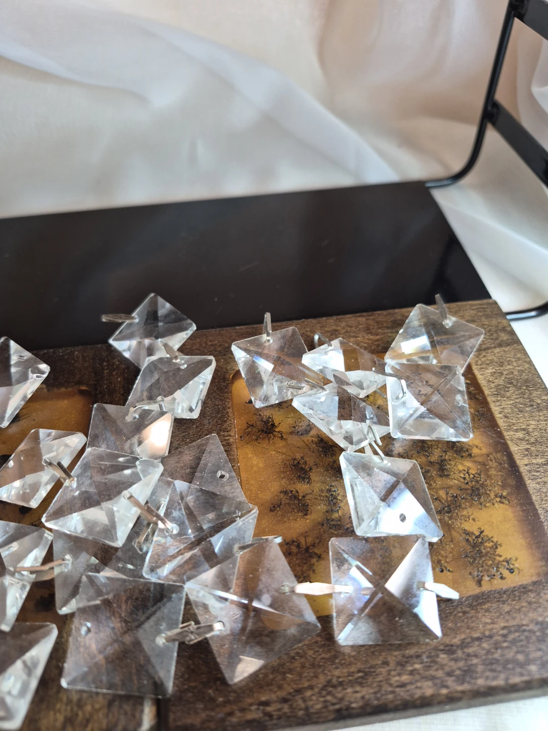 Lot of 41 Crystal Glass 1" Square Diamond Shaped Pendants etc. - photo 3