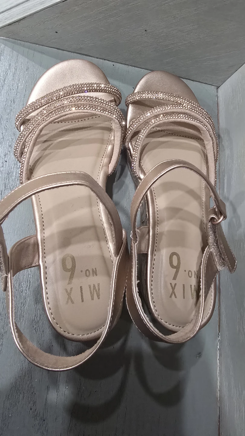 MIX. NO. 9 Rose Gold Wedge Sandals with Rhinestones - photo 2