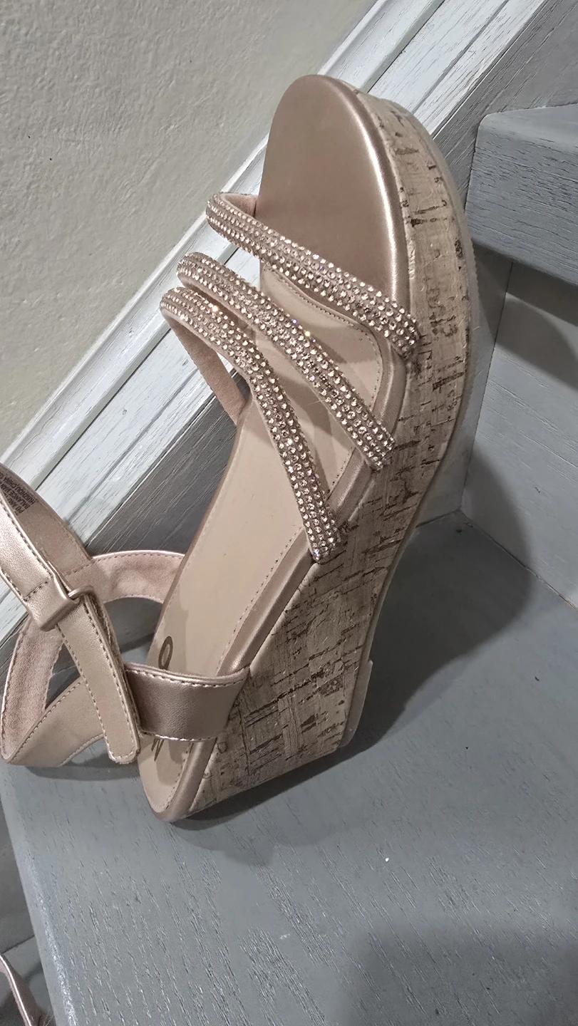 MIX. NO. 9 Rose Gold Wedge Sandals with Rhinestones - photo 3