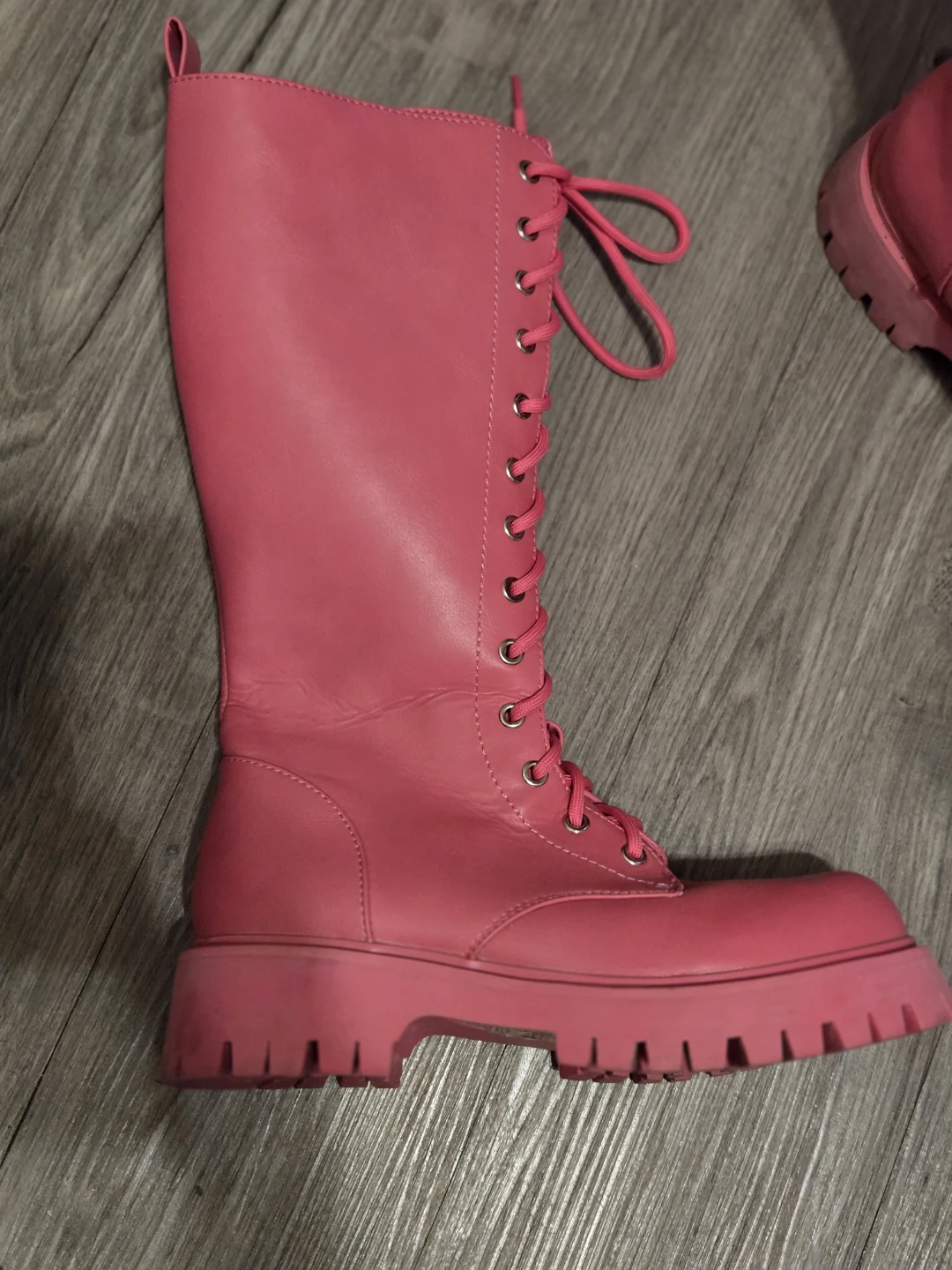 Pink Lace-Up Knee-High Boots - photo 4