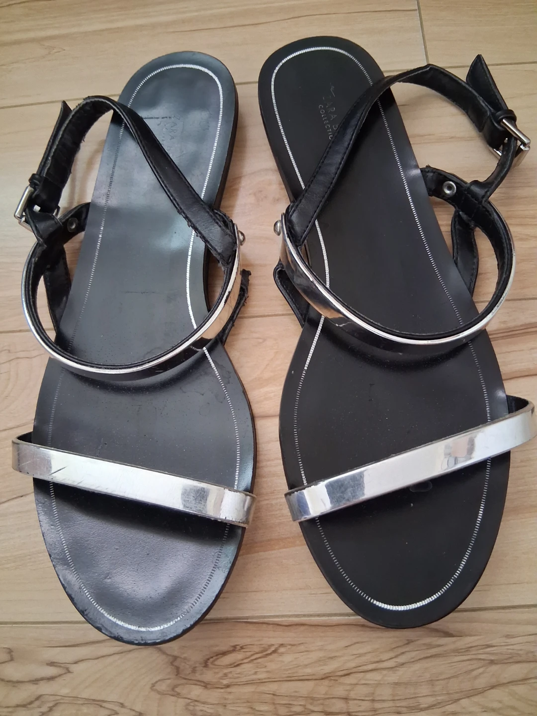 Two Sandals - Zara Black Strappy Sandals and Baboo Beige Sandals - photo 2