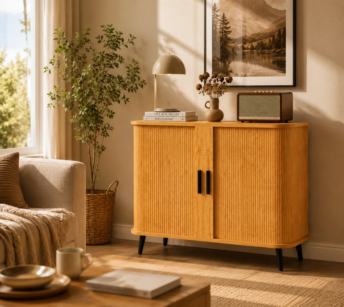 Brand new Modern Bamboo Cabinet with Sliding Doors - photo 3