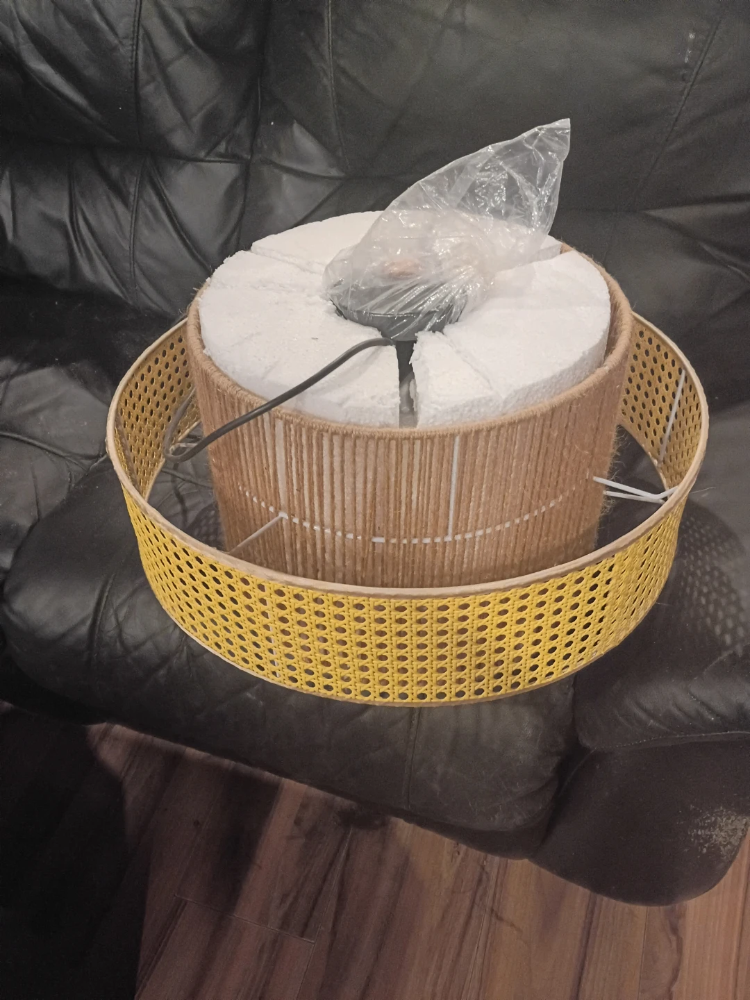 Boho Drum Lampshade with Rattan Accent - photo 2