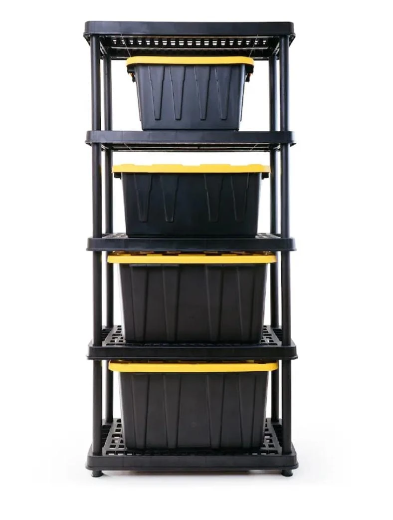 Black 5-Tier Plastic Storage Shelf