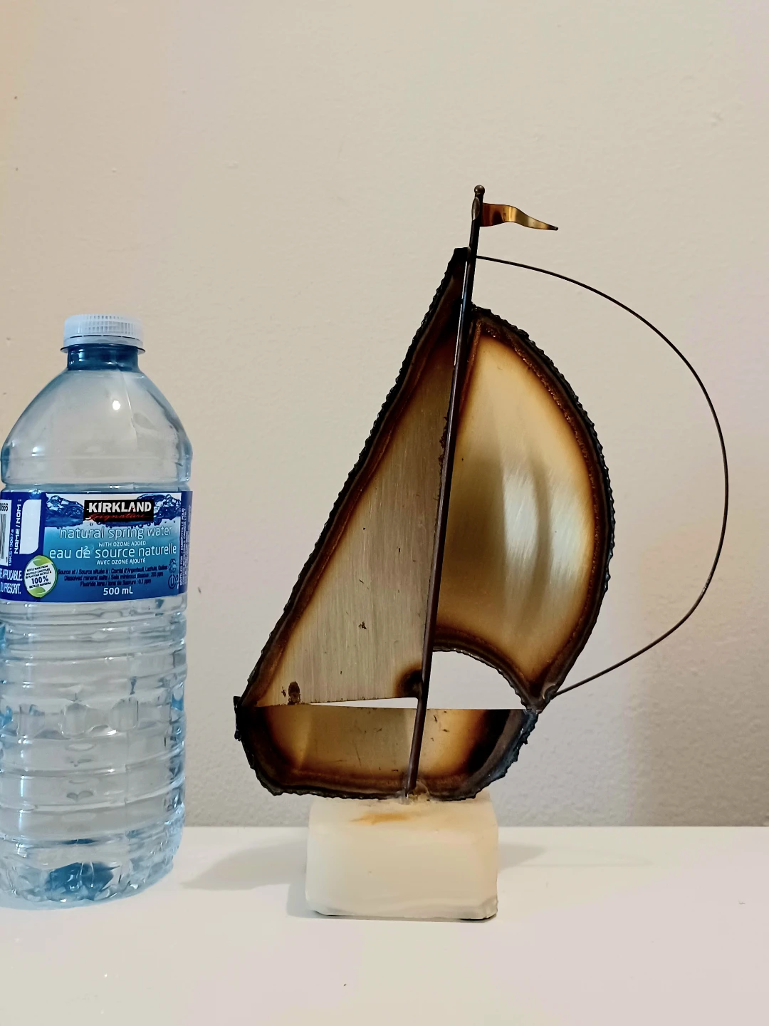 Signed Artist Handmade Brass & Onyx Sailboat - photo 3