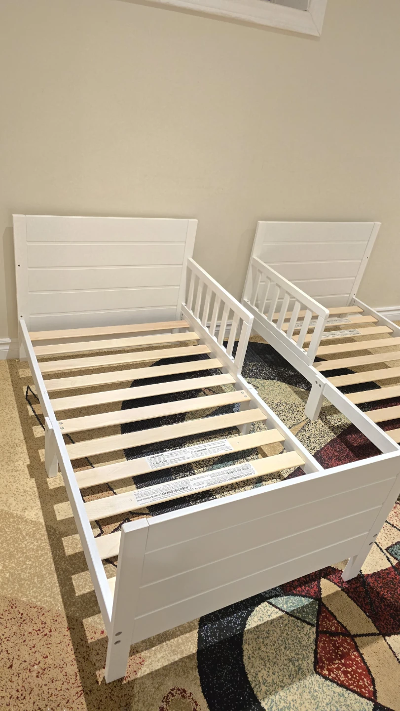 Two White Twin Beds with Rails - photo 2