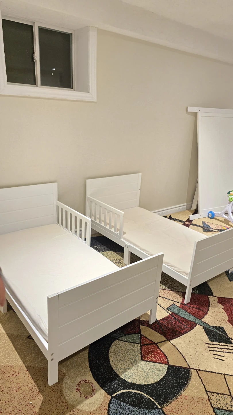 Two White Twin Beds with Rails - photo 3