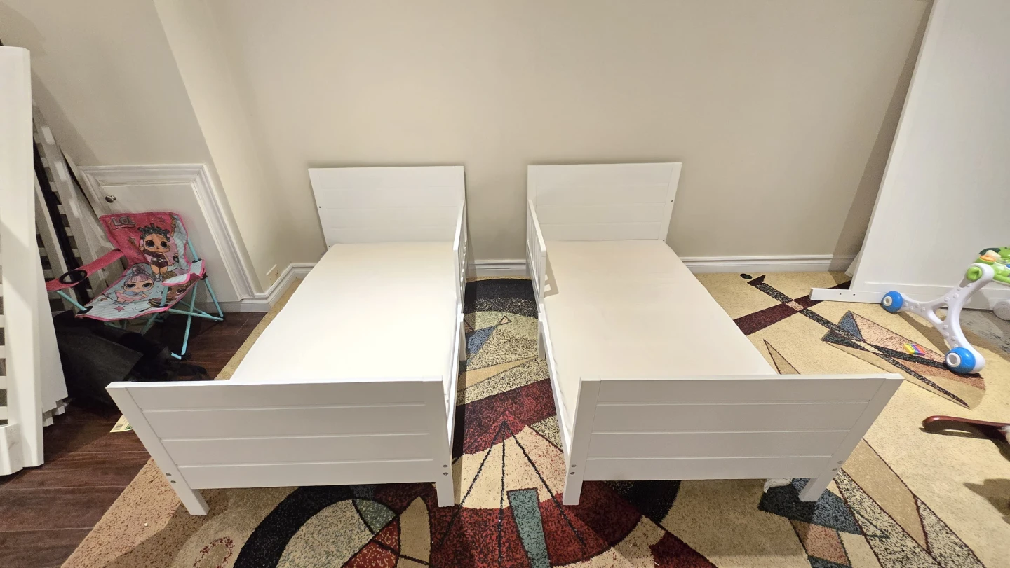 Two White Twin Beds with Rails - photo 5