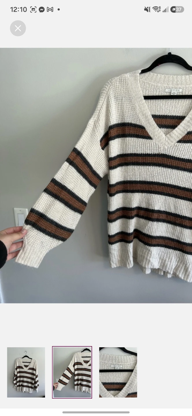 American Eagle Striped V-Neck Sweater - photo 2