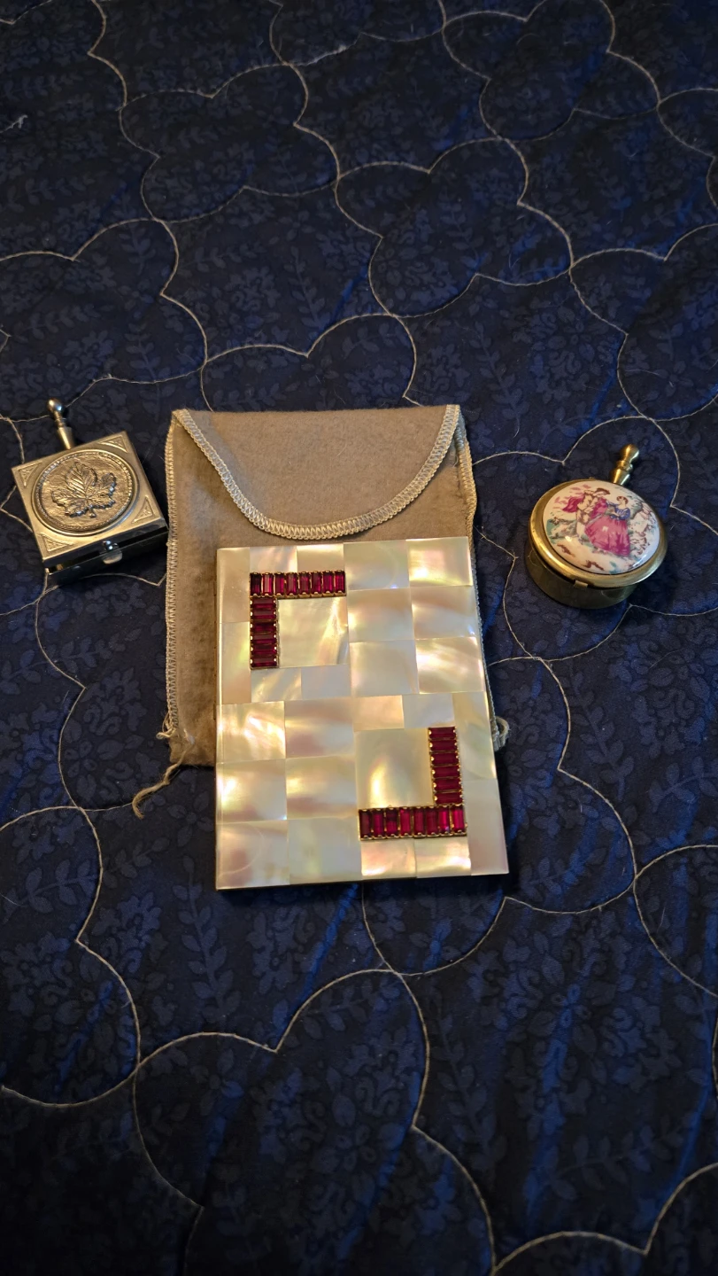 Vintage Mother of Pearl & Ruby Cigarette Case
