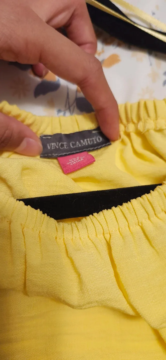 Yellow Off-the-Shoulder Blouse with Tie - photo 2