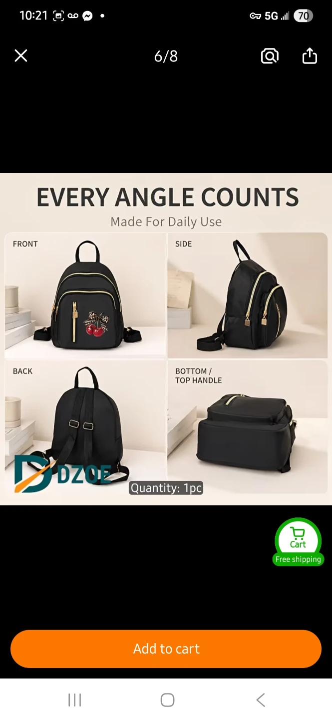 DZoe Black Mini Backpack with Cherry Design - photo 5