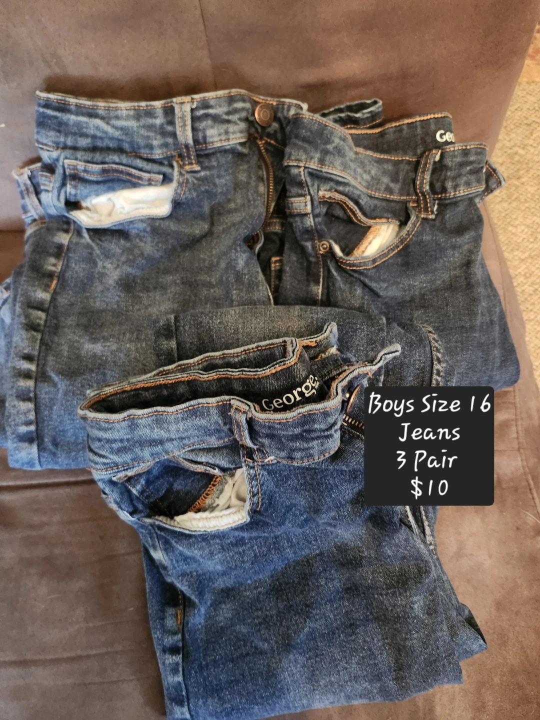 George Boys Size 16 Jeans - 3 Pair