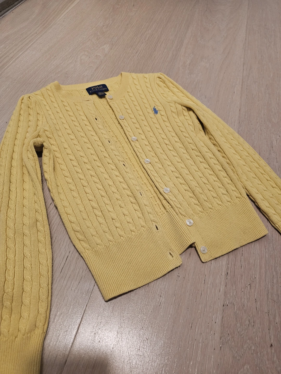 Kids Polo Ralph Lauren Cable Knit Cardigan Yellow Size 6