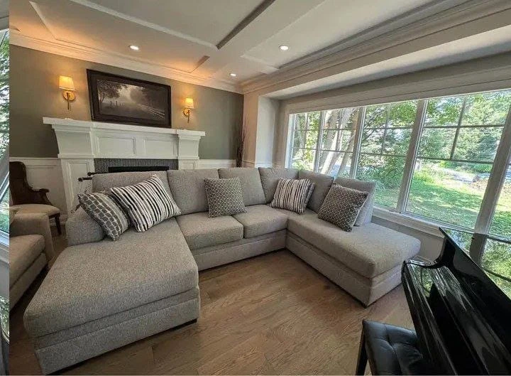 Light Gray U-Shaped Sectional Sofa with Throw Pillows - photo 5