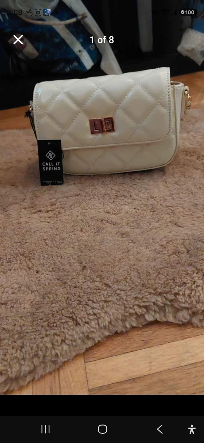 CALL IT SPRING Quilted Cream Handbag with Chain Strap - photo 4