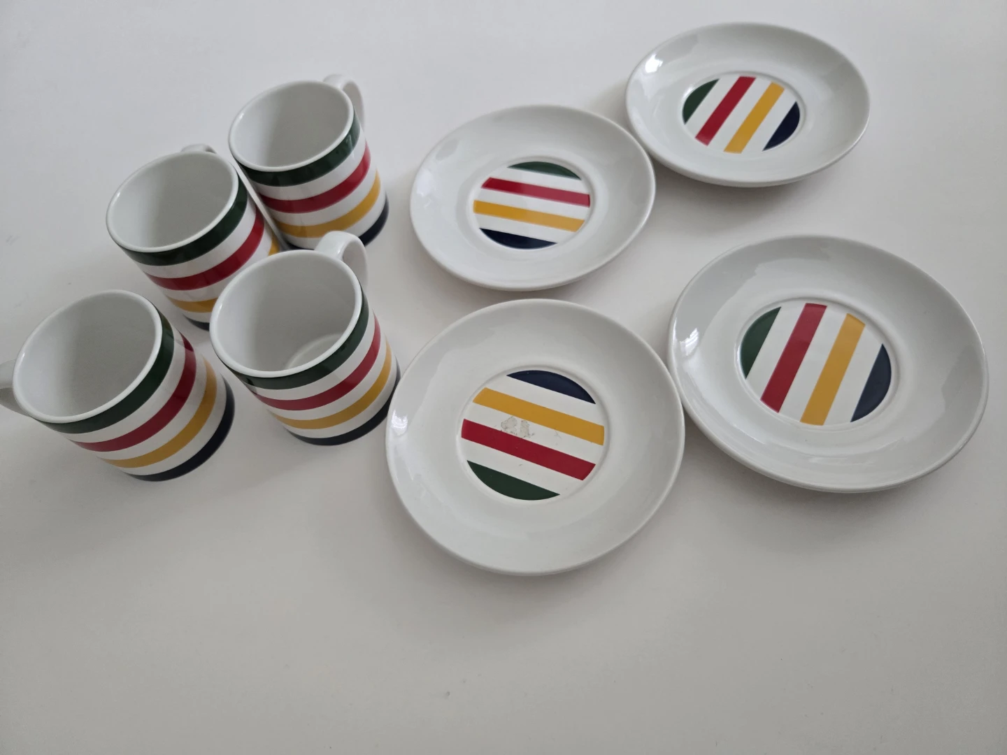 Hudsons Bay HBC Stripe Mugs and Saucers