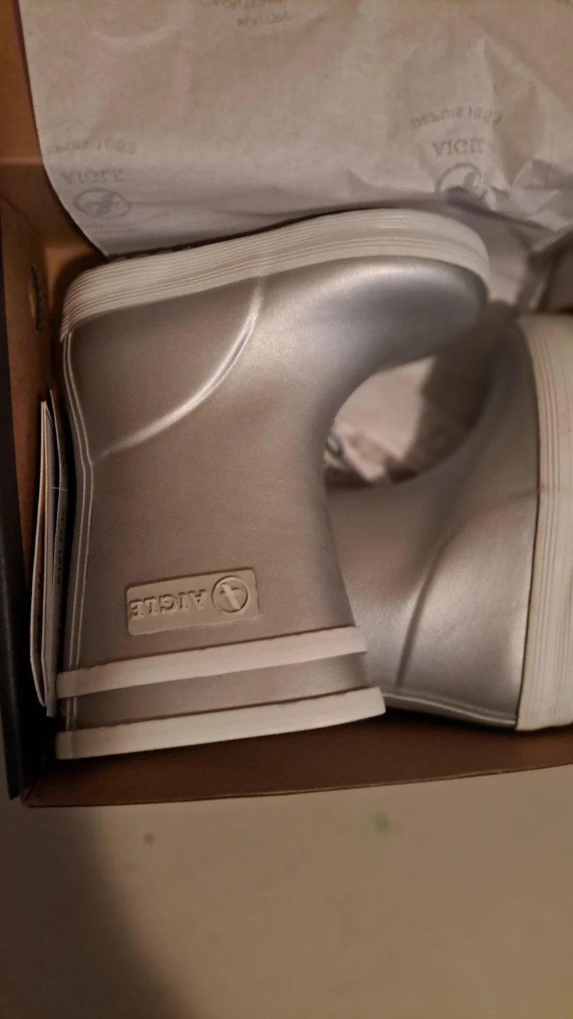Aigle Silver Rain Boots Size 21