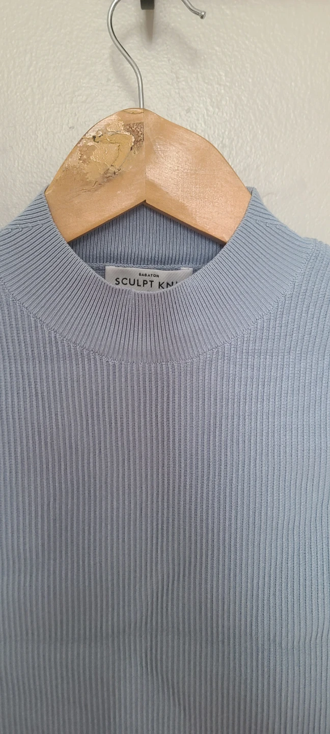Babaton Sculpt Knit Mockneck Top - Dew Blue