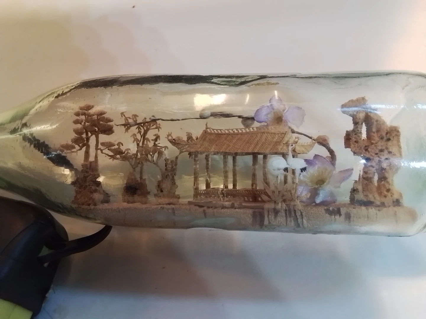 Vintage Chinese Cork Carving Diorama in Glass Bottle - photo 4