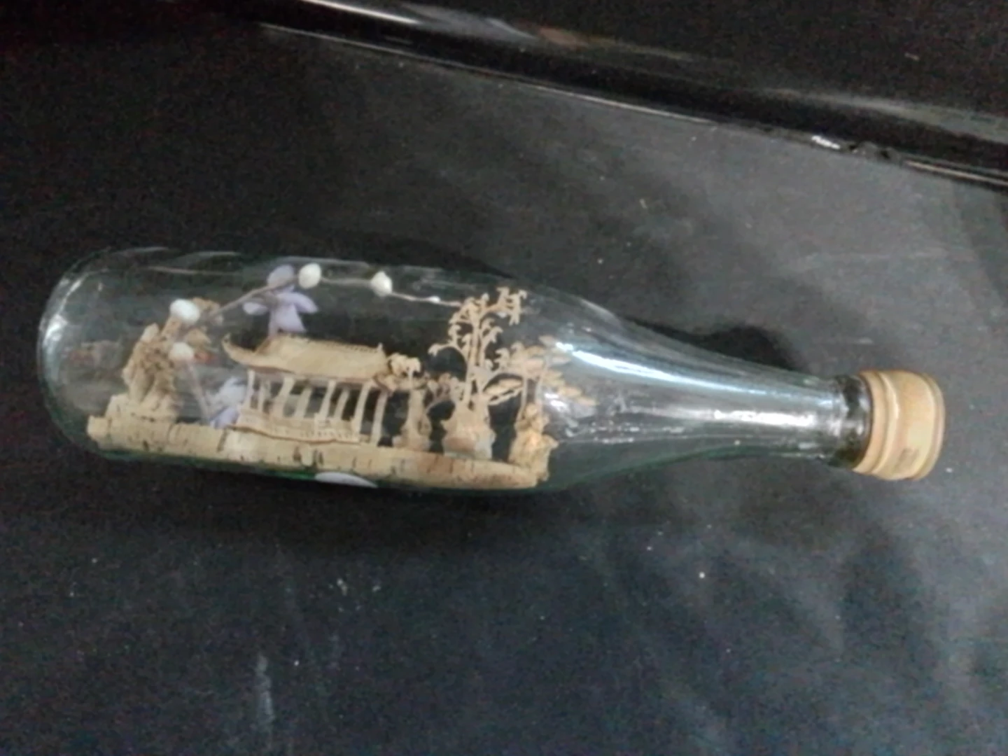 Vintage Chinese Cork Carving Diorama in Glass Bottle - photo 5
