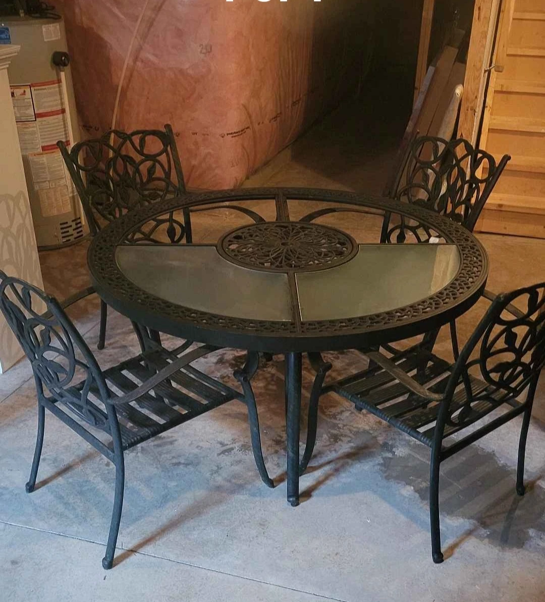 Cast Iron Patio Set with 4 Chairs