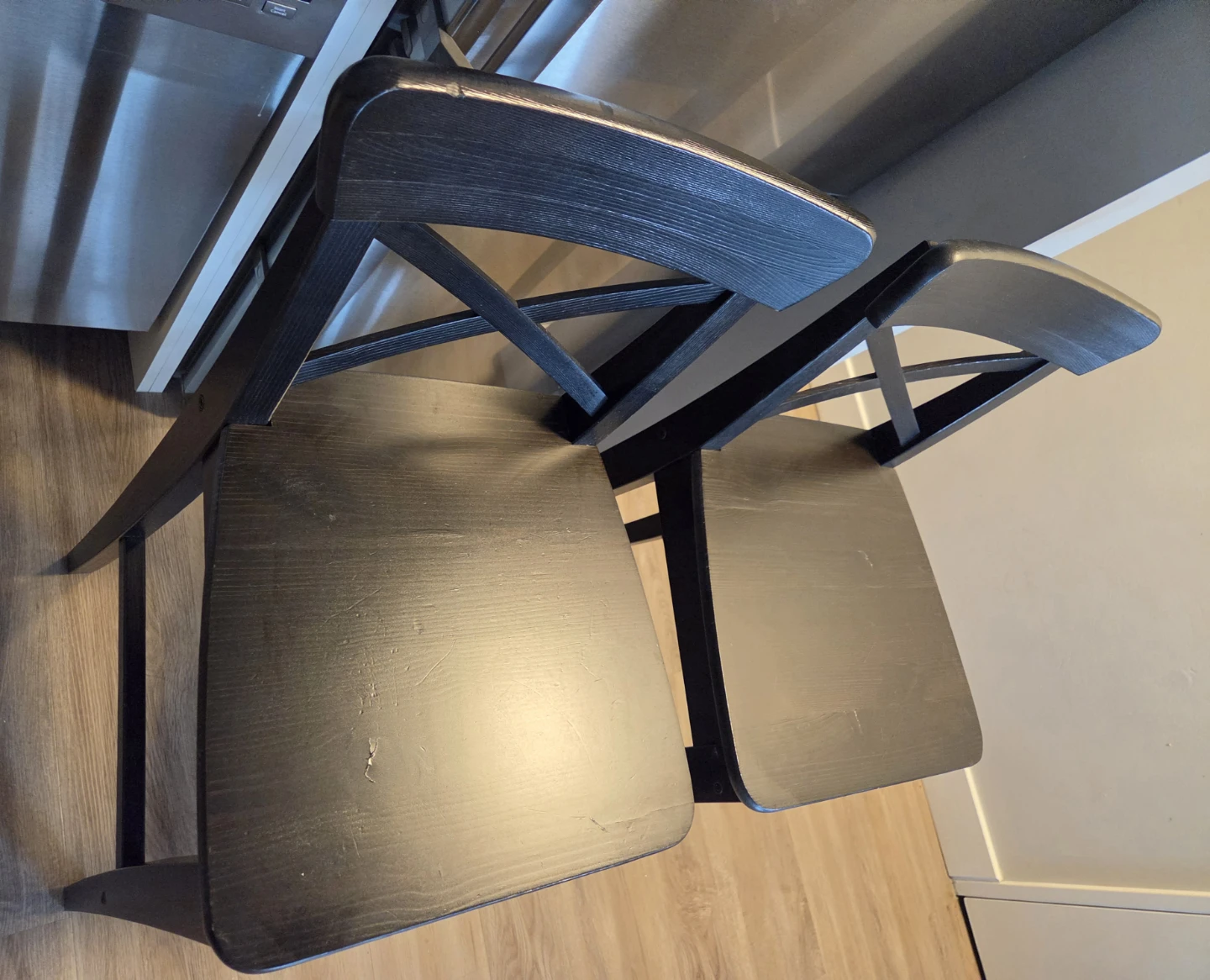 Set of 2 Black Wooden Bar Stools - photo 3